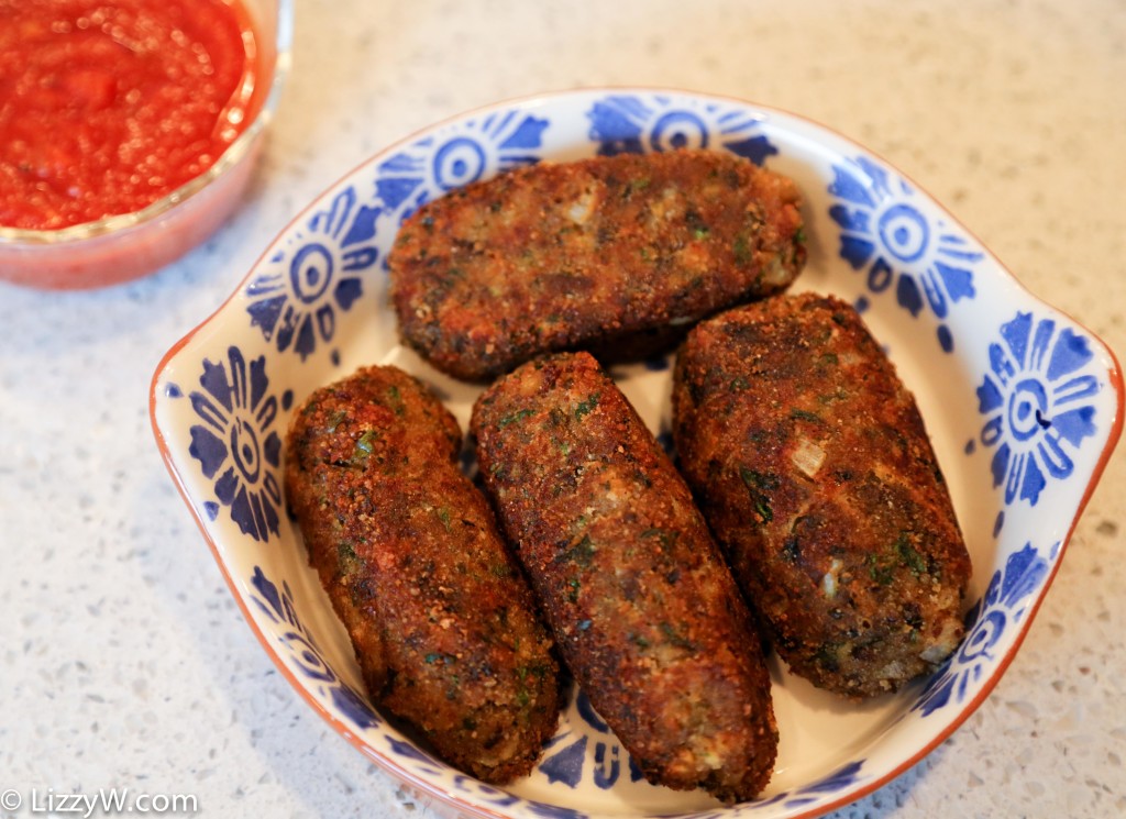 eggplant croquettes in kuhn rikon's kyocera frying pan 