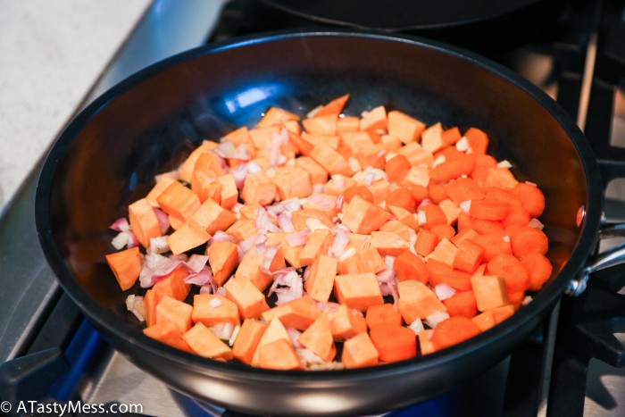 Black beans, sweet potato, carrot, and eggplant hash - so yummy! Via ATastyMess.com