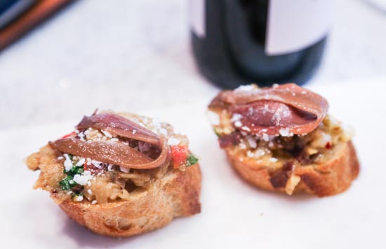 Eggplant & Anchovy Crostini via Atastymess.com