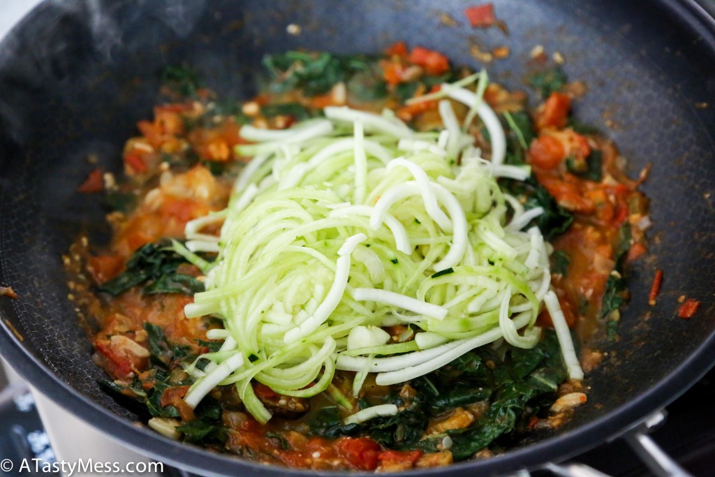 Spiralized Zucchini Pasta Via ATastyMess.com