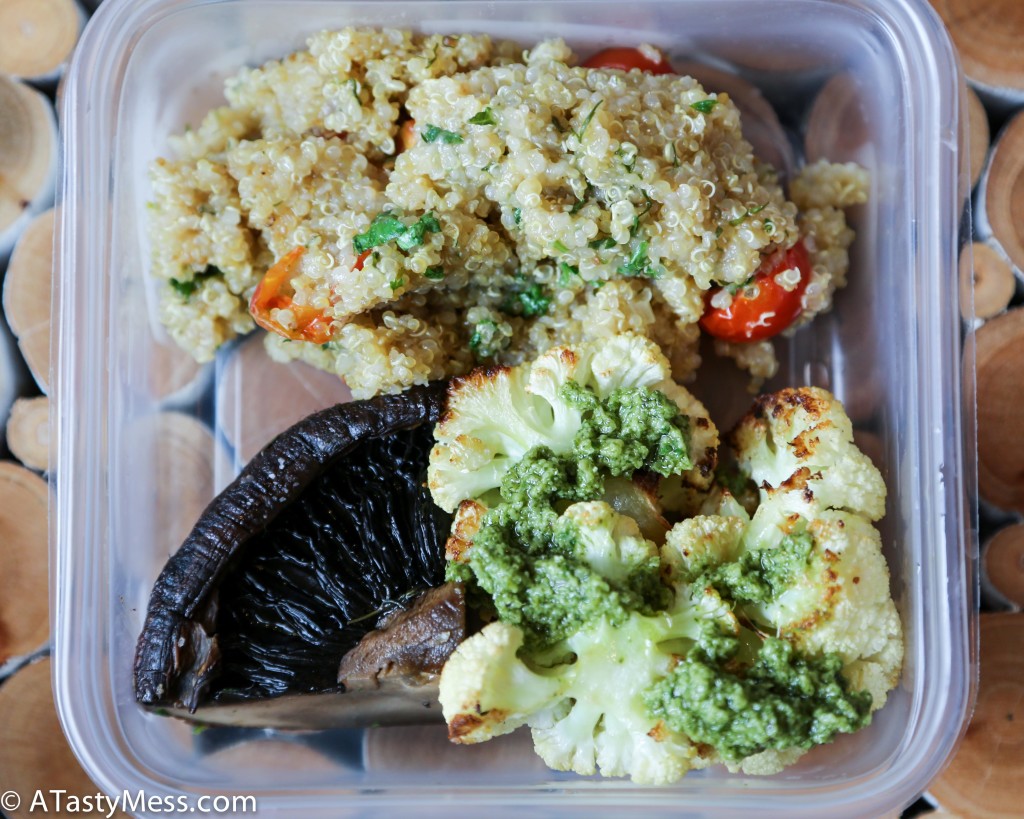 Cauliflower & Portobello Steaks Via ATastyMess.com