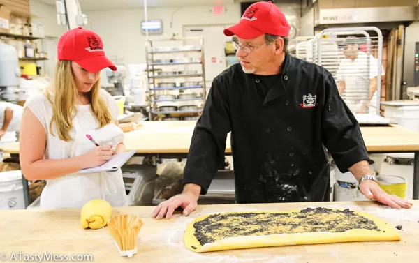 Making poppy seed strudel at 3 Brothers Bakery Houston