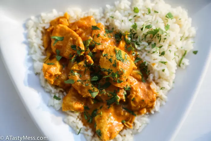 Crockpot Butter Chicken via ATastyMess.com