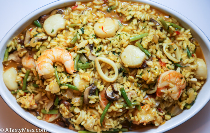 Seafood Paella via ATastyMess.com