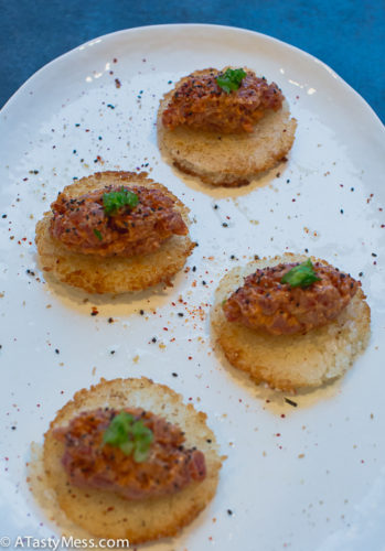 spicy tuna on crispy rice cakes via ATastyMess.com-2