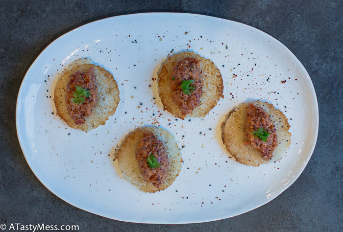 spicy tuna on crispy rice cakes via ATastyMess.com